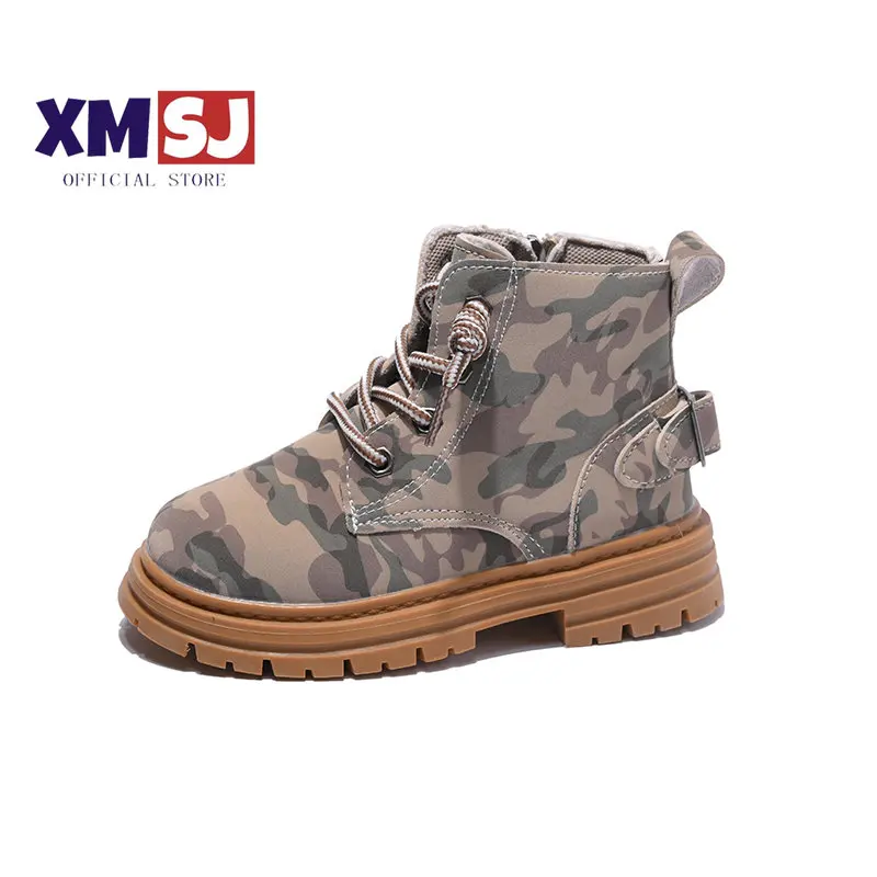 

Boys and Girls Classic Camouflage Children's Ankle Boots Spring New Simple All-match Fashion Kids Unisex Breathable Combat Boots