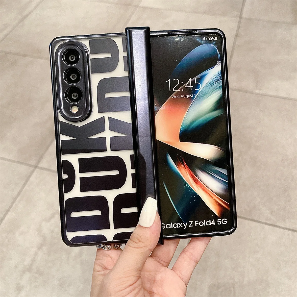 

Suitable For Samsung Fold4 Mobile Phone Case FOLD3 Folding Screen Trendy brand electroplating transparent fold2 hinge anti-drop