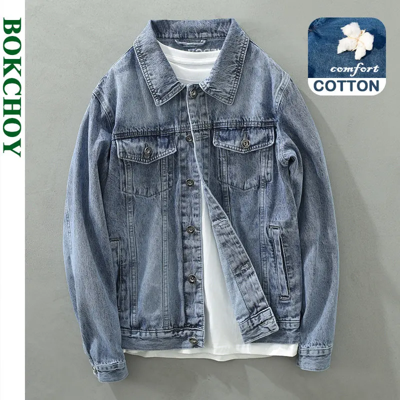 

2023 Spring and Autumn New Cargo and Vintage Denim Men Jacket Fashion Casual and Comfortable Cotton Daily Coat C1168