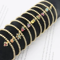 luxury gold bead woven bracelet diamond fruit pendant handmade simple women bracelet