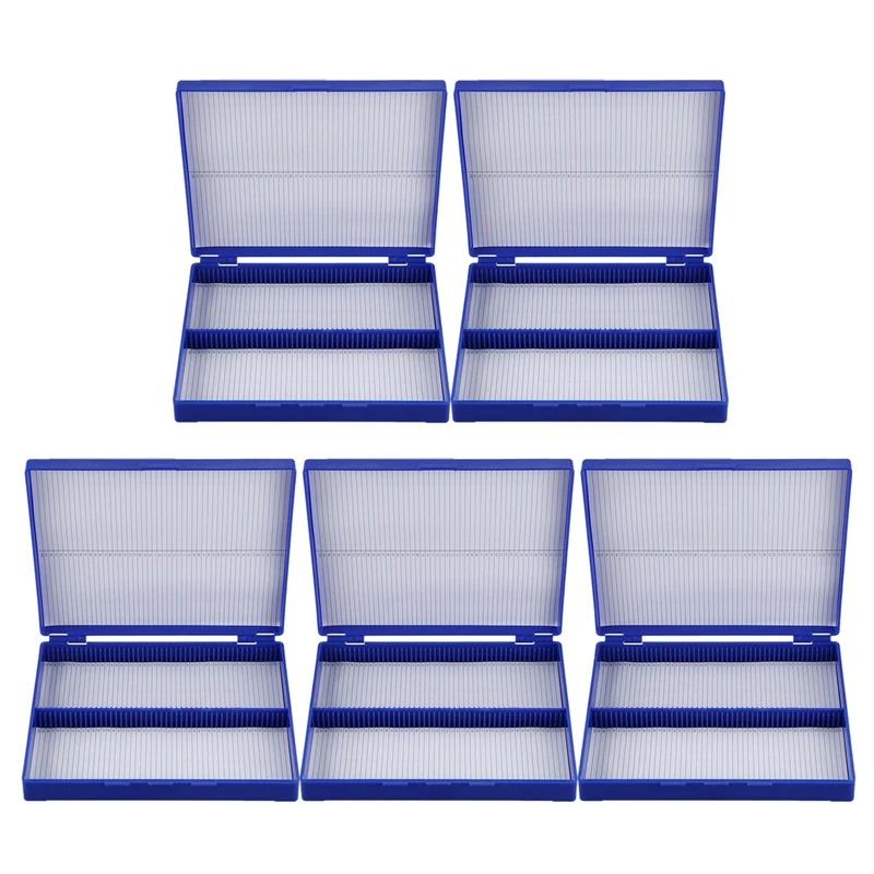 

5X Royal Blue Plastic Rectangle Hold 100 Microslide Slide Microscope Box