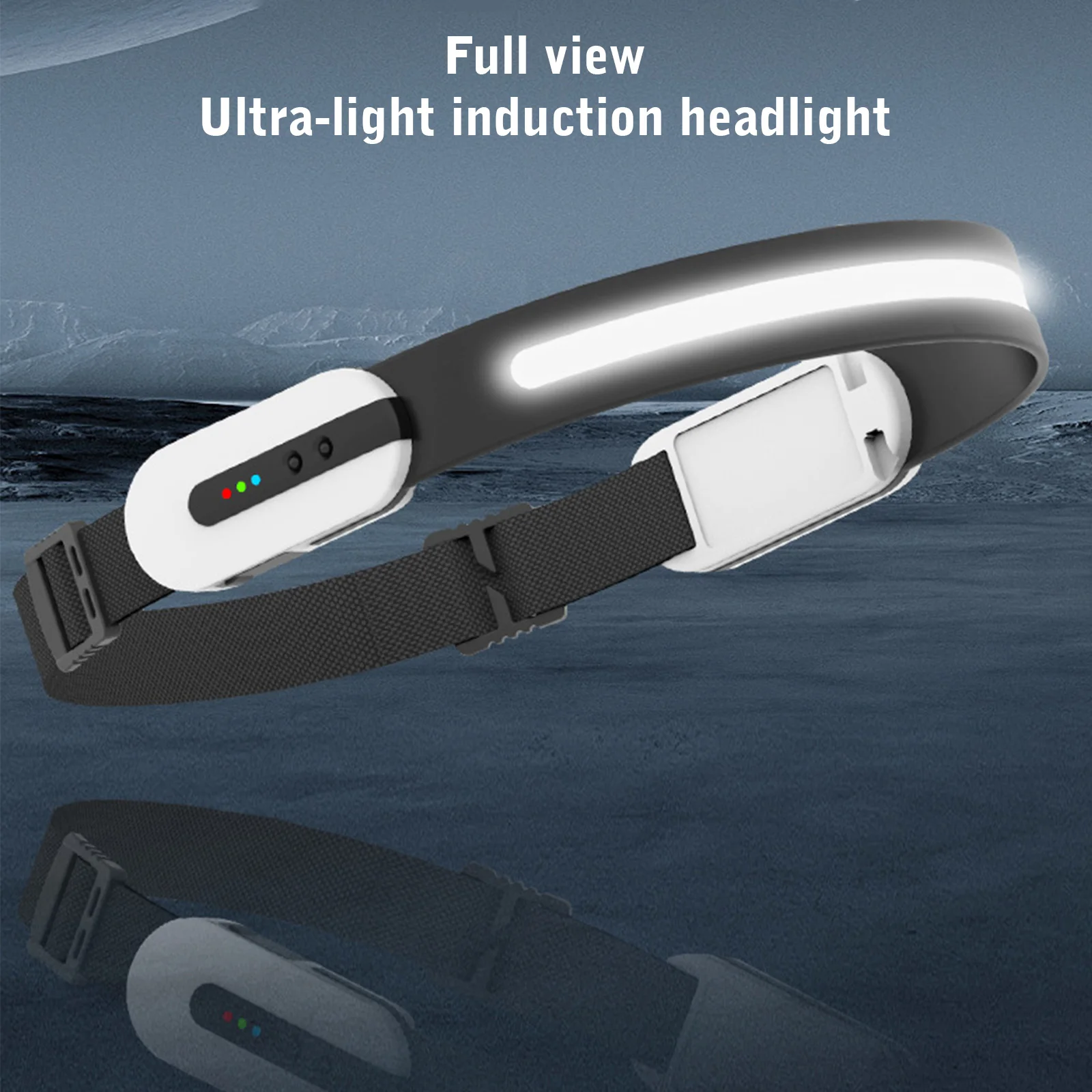 

USB COB Headlight Bluetooth-compatible Wave Induction Fishing Headlamps 3-gear Full-view Strong Light for Mountaineering