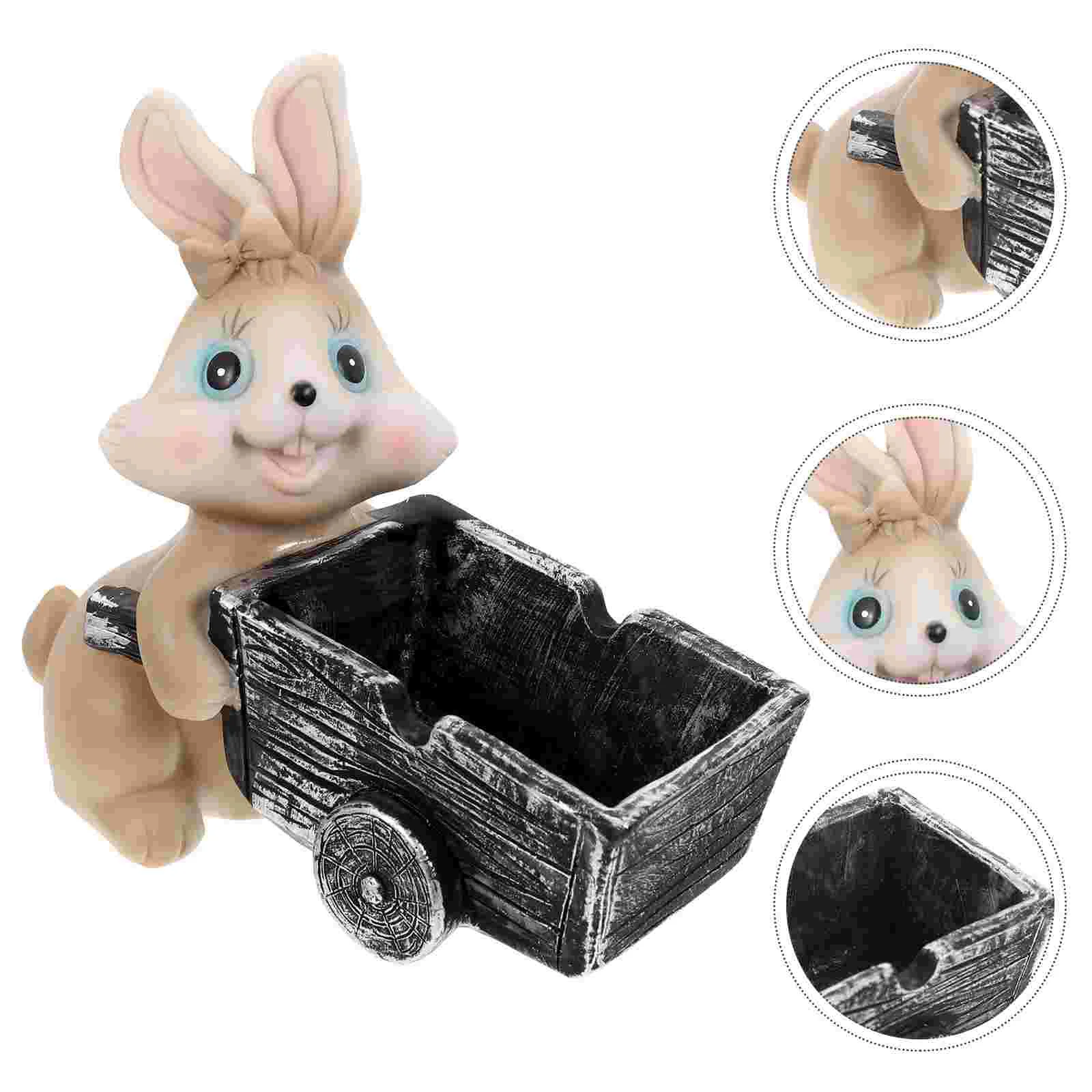 

Decorative Resin Lovely Bunny Cart Desktop Ash Container Rabbit Ashtray Holder Rabbit Cart Ashtray