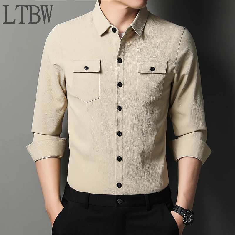 Быстрая доставка новые мужские однотонные рубашки в охотничьем стиле с длинным