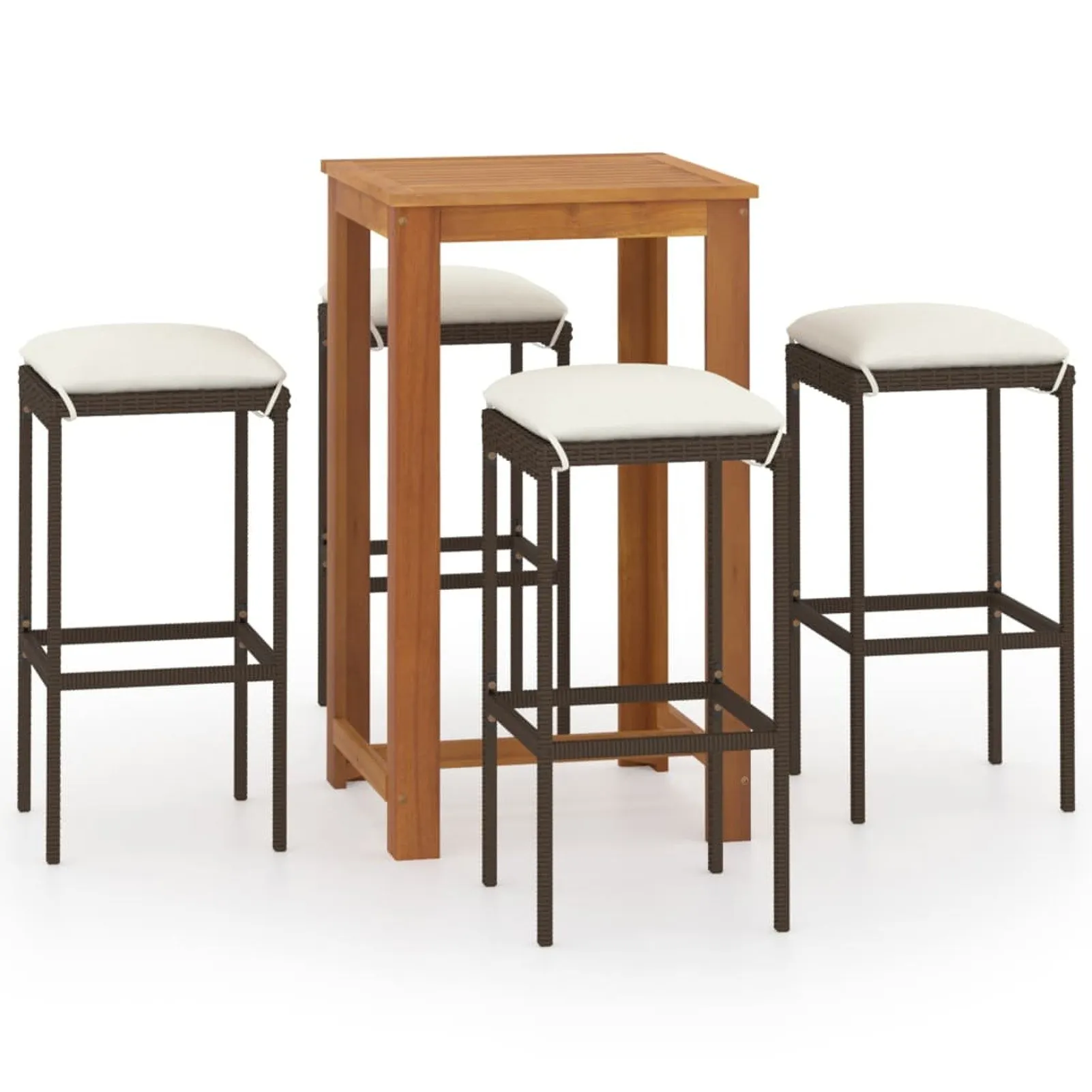 

5 Piece Garden Bar Set with Cushions Brown