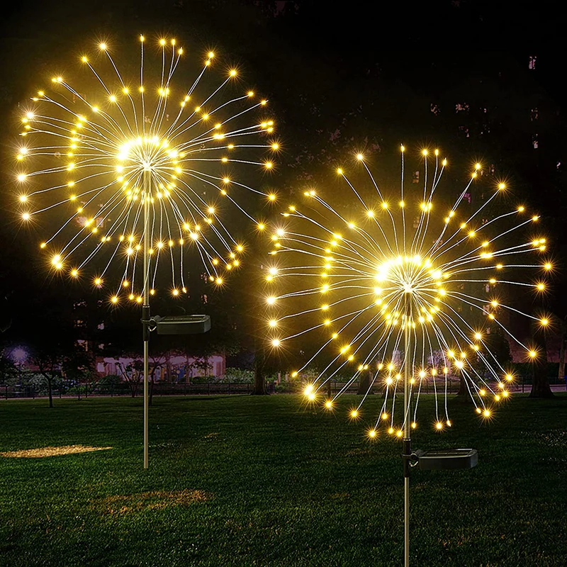 

90LED Solar Powered Lights Outdoor Fireworks/Dandelion Lamp 8 Mode Waterproof Fairy Lights For Garden Lawn Landscape Decor