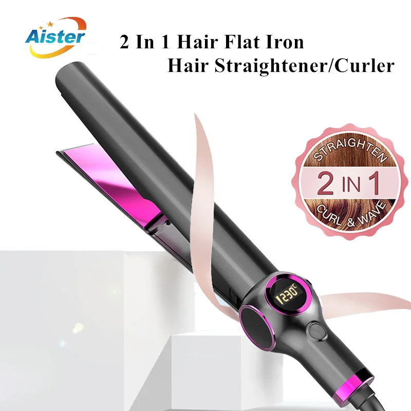 

2 In 1 Hair Straightener and Curler Iron For All Hair Types Tourmaline Ceramic Twisted Flat Curling Iron Hair Styling Tool