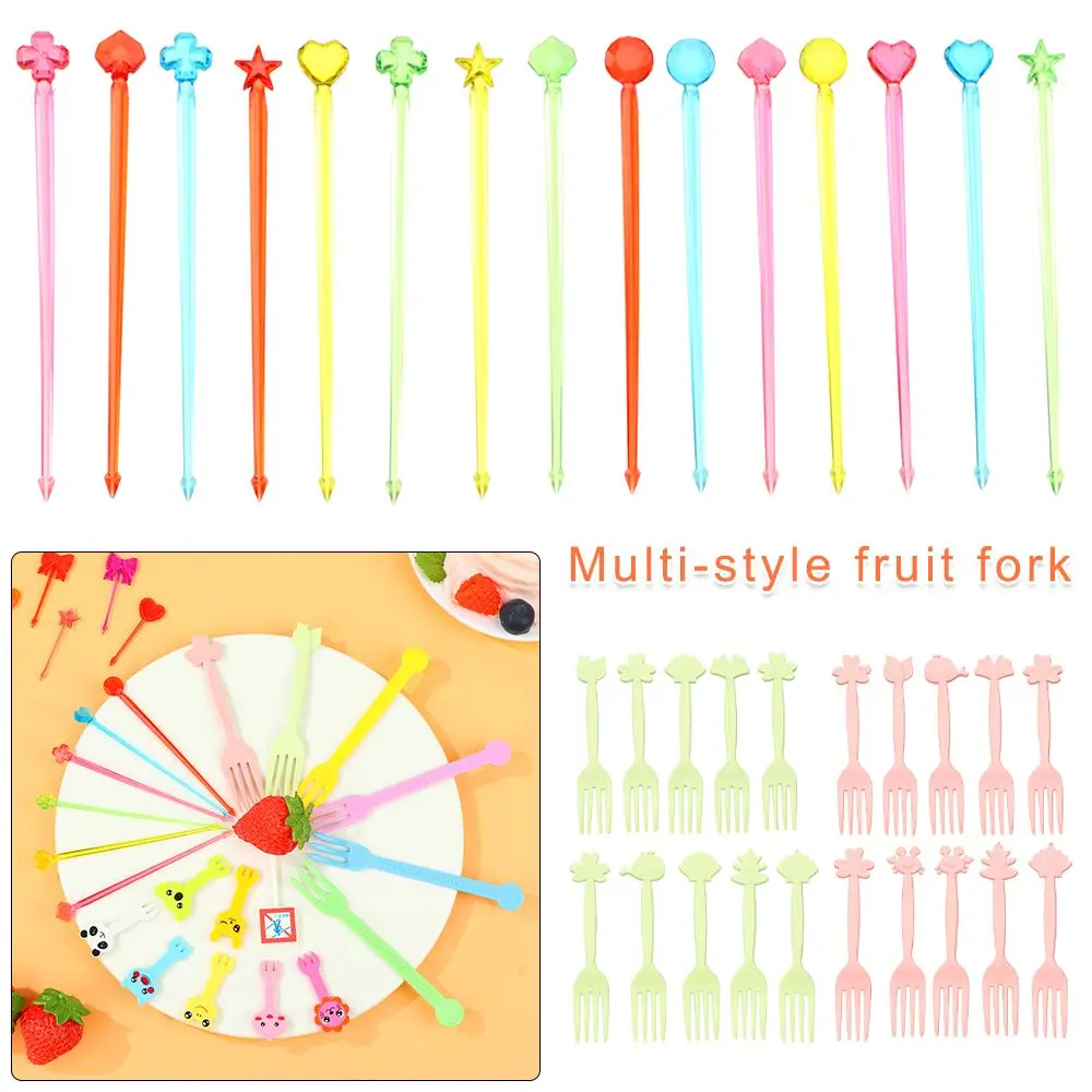 

New Cartoon Fruit Fork Plastic Animal Picks Mini Cartoon Children Snack Cake Dessert Pick Toothpick Bento Party Decoration
