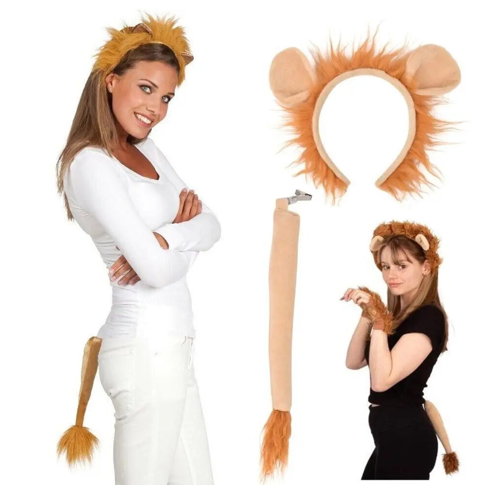 

Children's Day Carnival Kids Show Animal Costume Cosplsy Costume Headband Lion Headband Set with Ears and Tail
