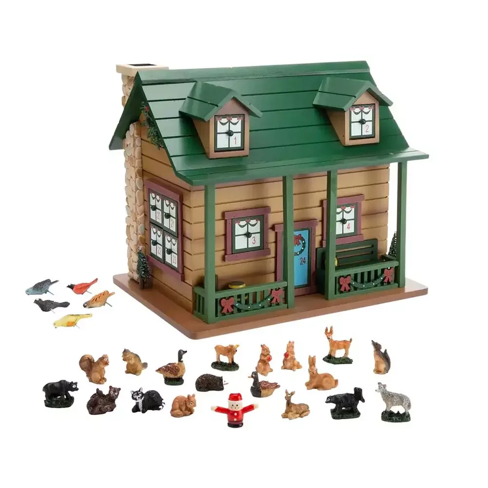 

Christmas Advent Calendar for Kids 24 Days Christmas Advent Cabin with Woodland Animals and Santa for Christmas Countdown