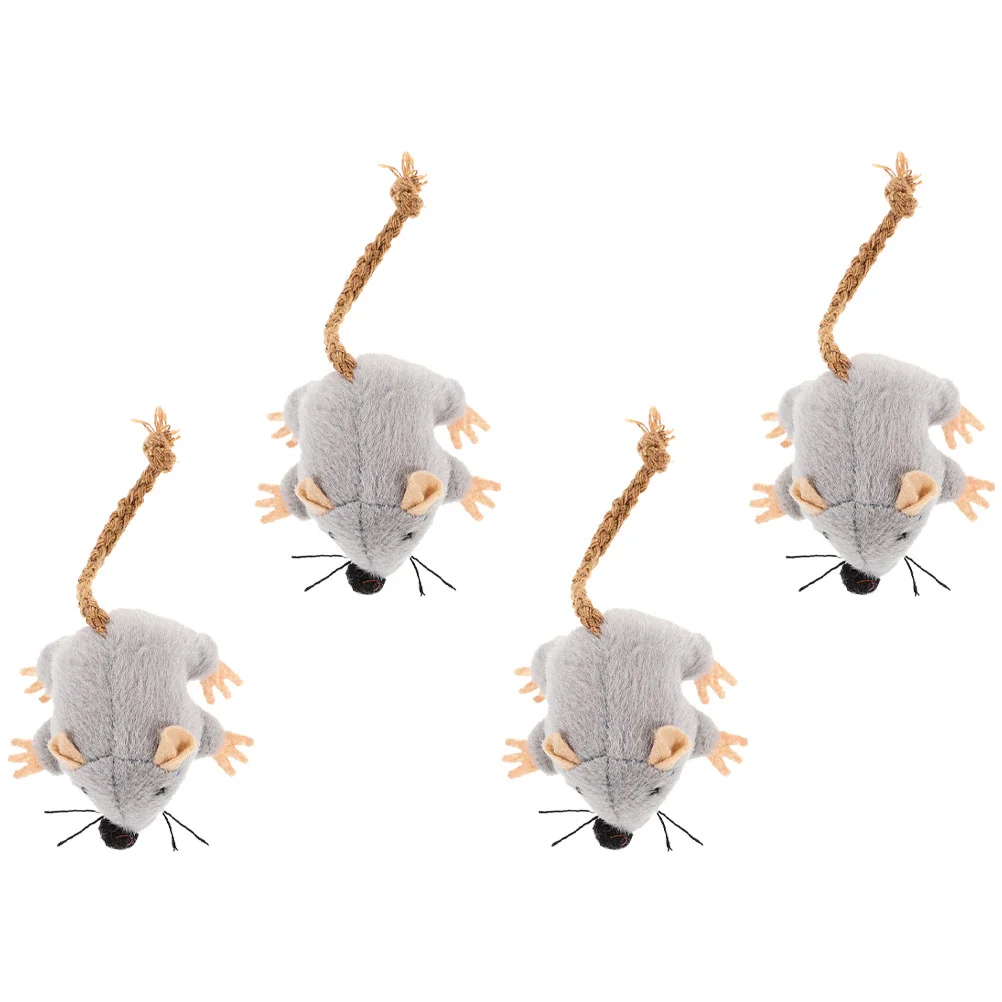 

4Pcs Mouse Cat Toys Interactive Cat Toys Soft Mouse Toys Playing Chewing Toy