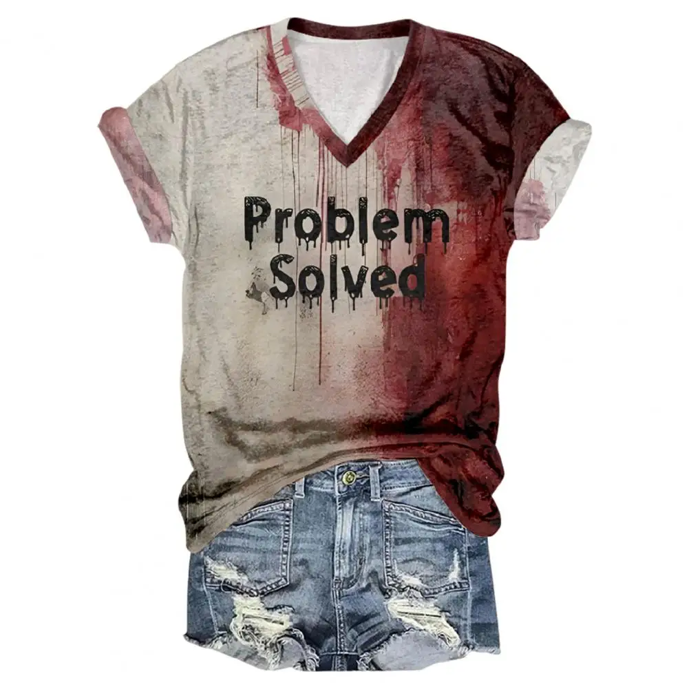 Женская футболка с длинным рукавом и V-образным вырезом