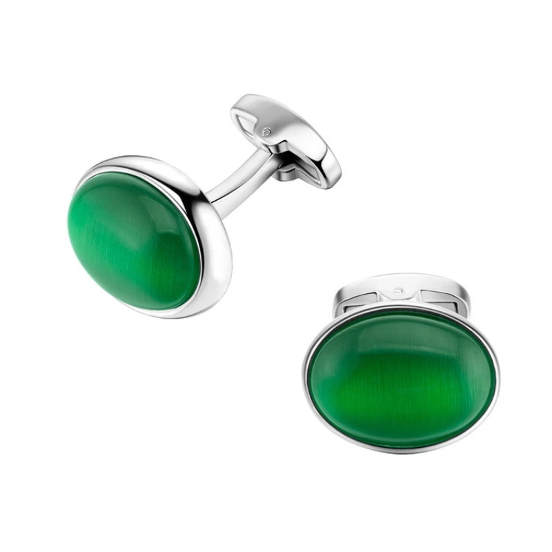 

Men's Cufflinks, Dark Green Opal Mens Luxury Jewelry French Shirts Buttons High-end Business Banquets Wedding Accessories Gifts
