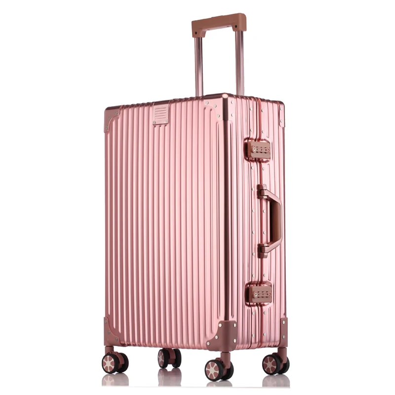 

2023 MOJY Factory Direct Sales Pink Aluminium Carry Trolly Travel Large Size Luggage With Wheels Promotion Private Customization