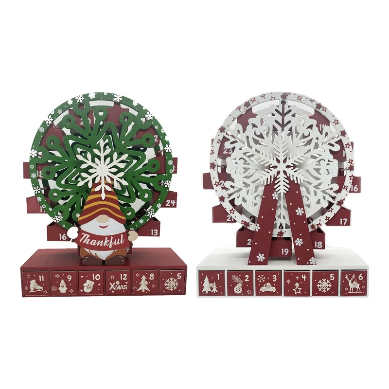 

Ferris Wheel Calendar Xmas Ornament Durable Anti Slip Tabletop Decor Countdown Calendar with Storage Box Multifunction