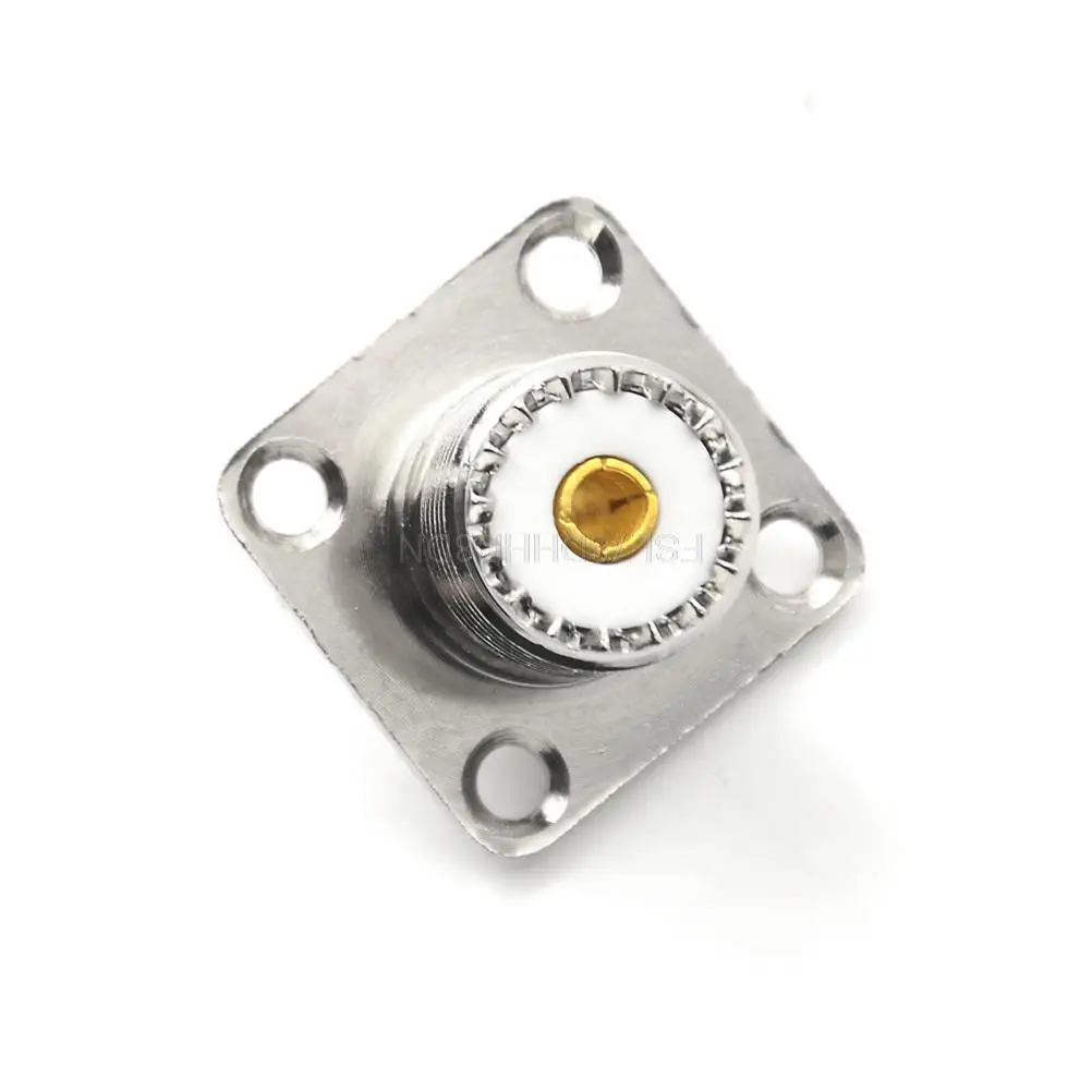 50 Ohm SL16 Female RF Connector UHF Panel Flange Square SO-239 Jack Solder Cup Coax For Radio |