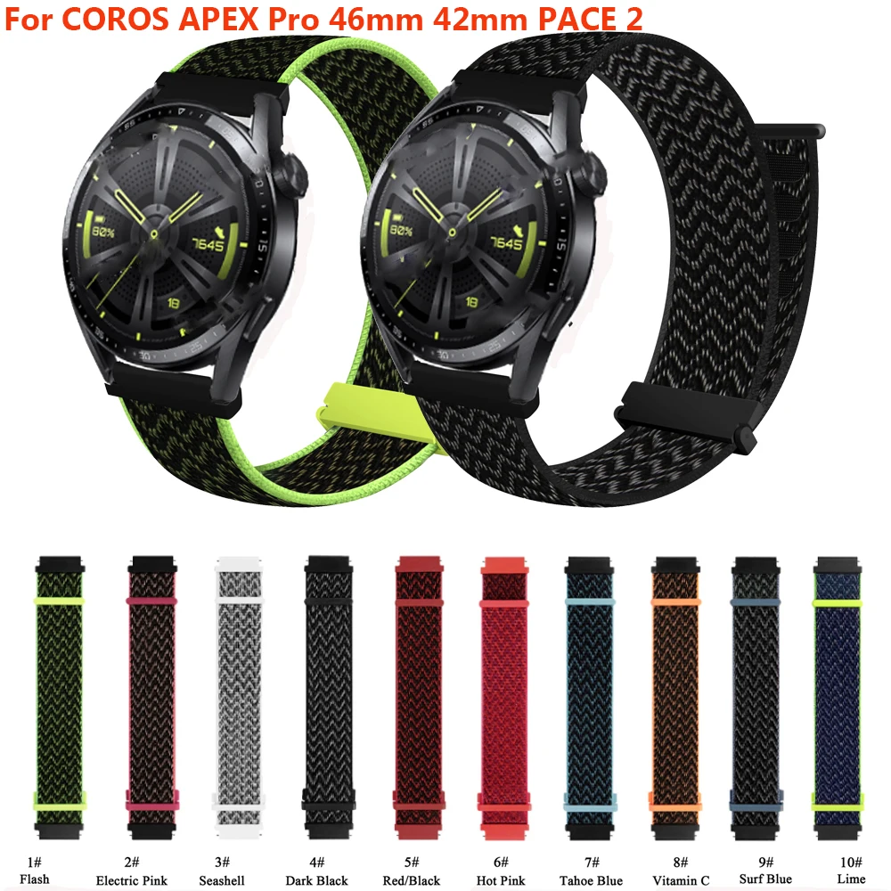 

Ремешок нейлоновый для часов COROS PACE 2, спортивный браслет для наручных часов COROS APEX Pro, 46 мм 42 мм, 22 мм 20 мм