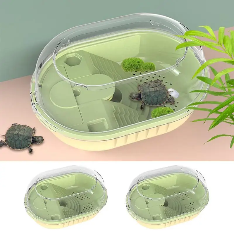 

Reptile Aquarium Tortoise Tank With Lid Pet Reptile Habitat Climbing And Sunbathing Platforms Prevent From Escaping Supplies