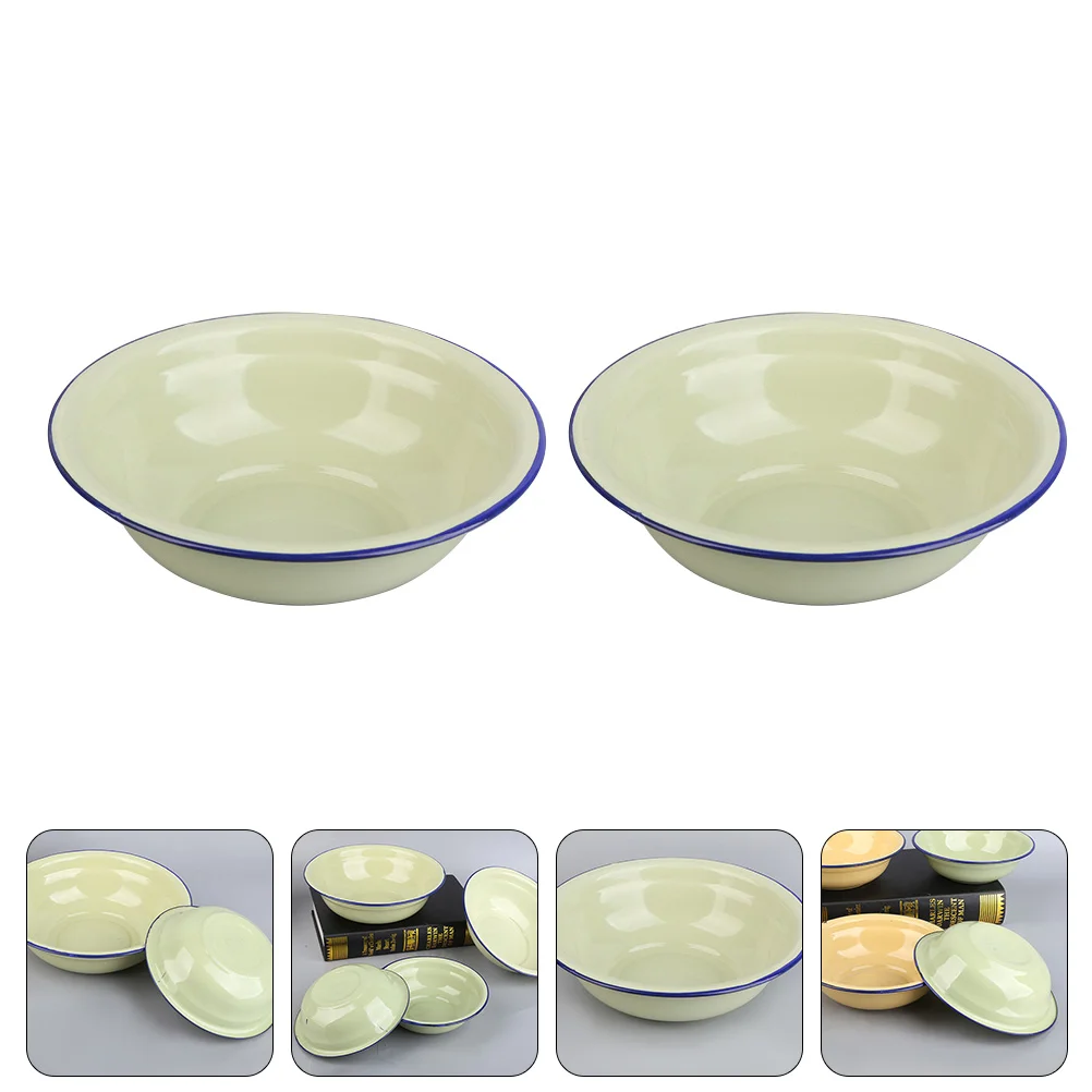 

Bowl Enamel Bowls Basin Vintage Soupenamelware Camping Mixing Large Wash Enameled Retro Cereal Salad Serving Pot Kitchenplates