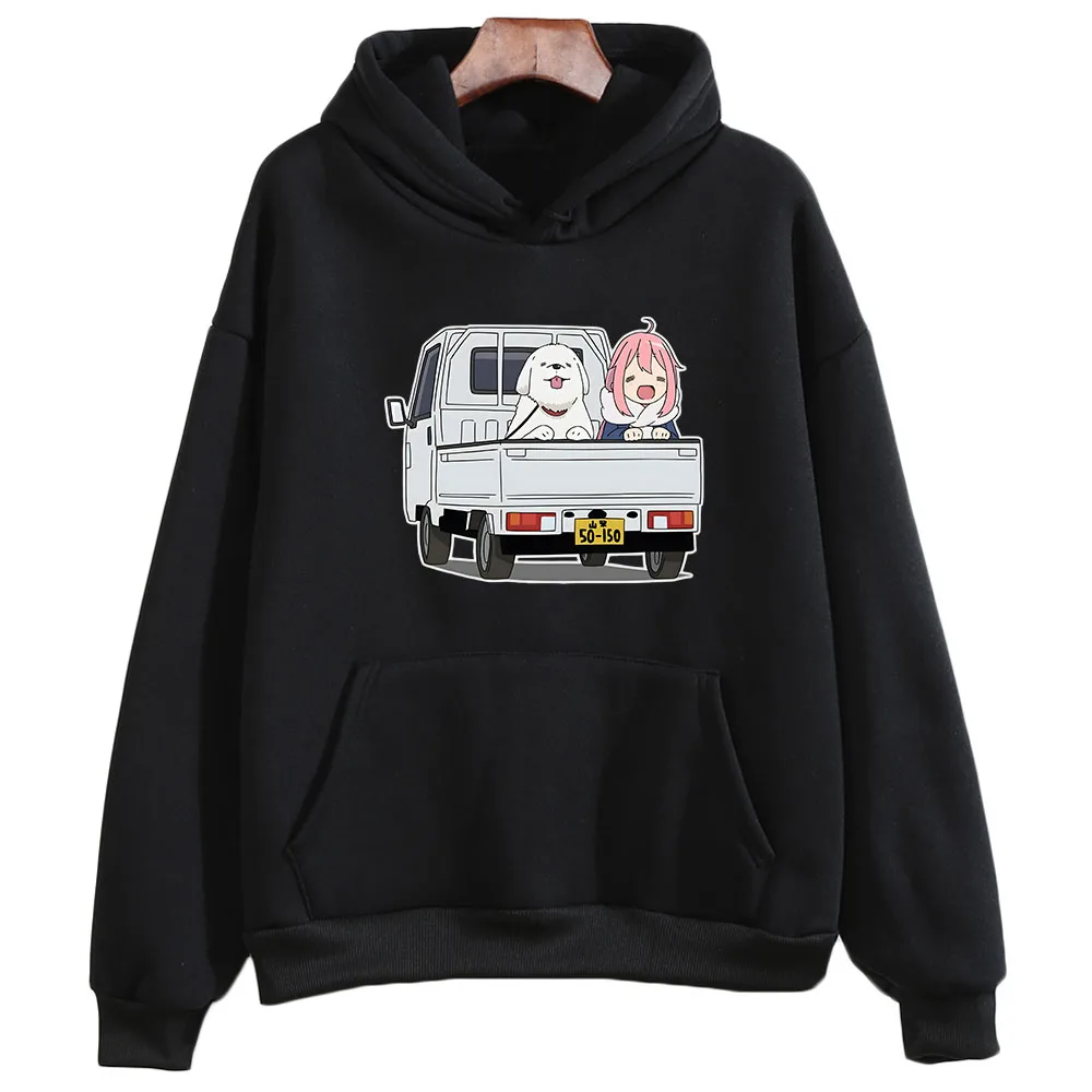 

Laid-Back Camp Yuru Kyan Oversized Hoodie Nadeshiko WOMEN Kawaii/Cute Long-sleeved Sweatshirt Cartoon Autumn/Winter Fleece Print