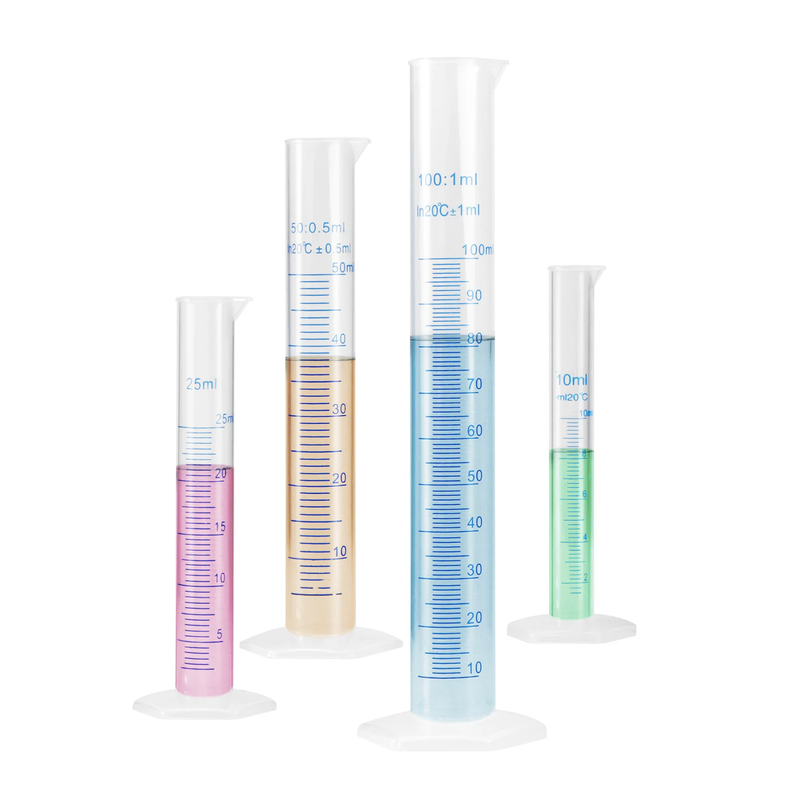 

Beavorty Glass Test Tubes 4Pcs Plastic Graduated Cylinder Transparent Measuring Cylinder Set