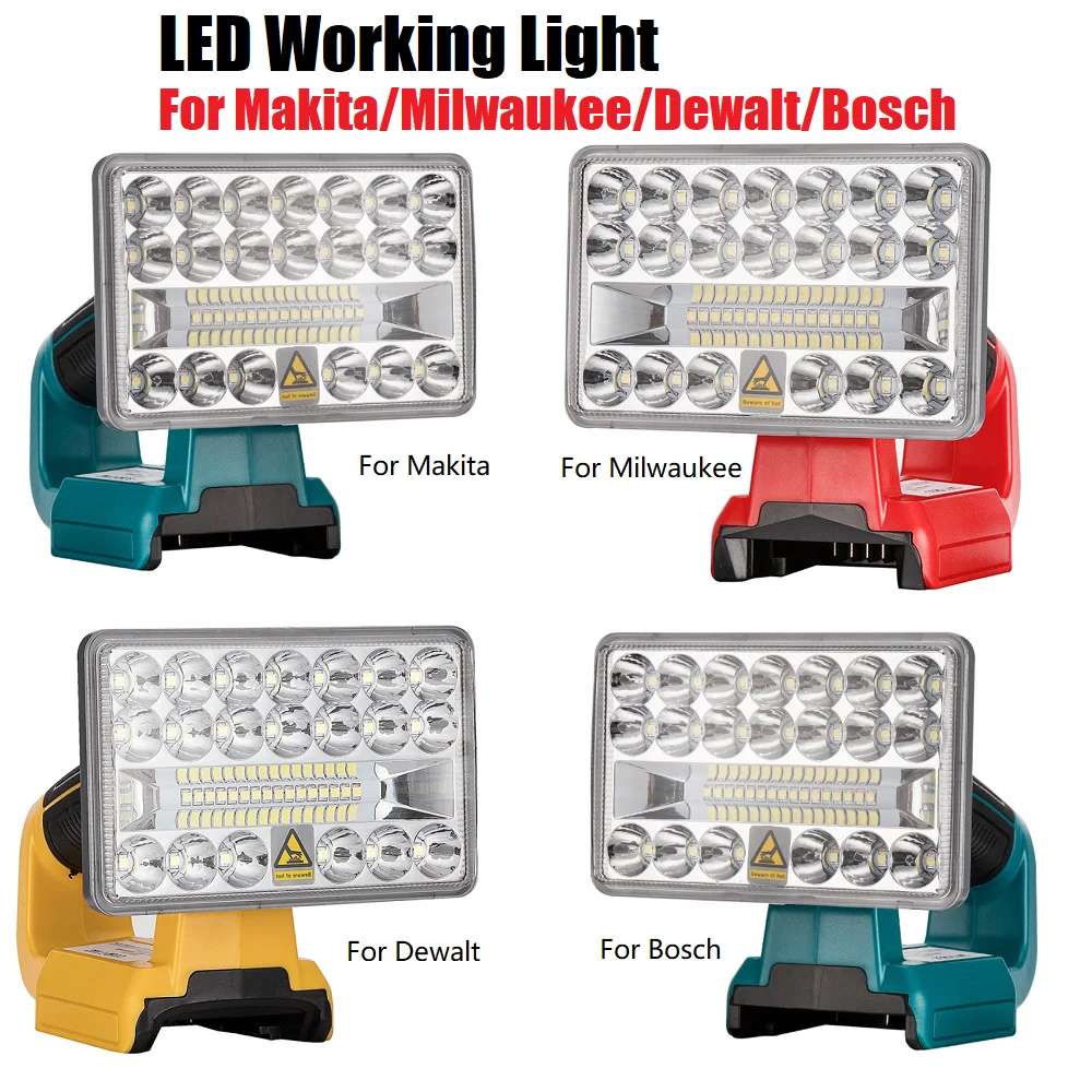 

5-дюймовый светодиодный фонасветильник с USB для Dewalt DCB200, Makita, Bosch, Milwaukee, 14,4-20 в, Рабочая лампа с литиевым аккумулятором