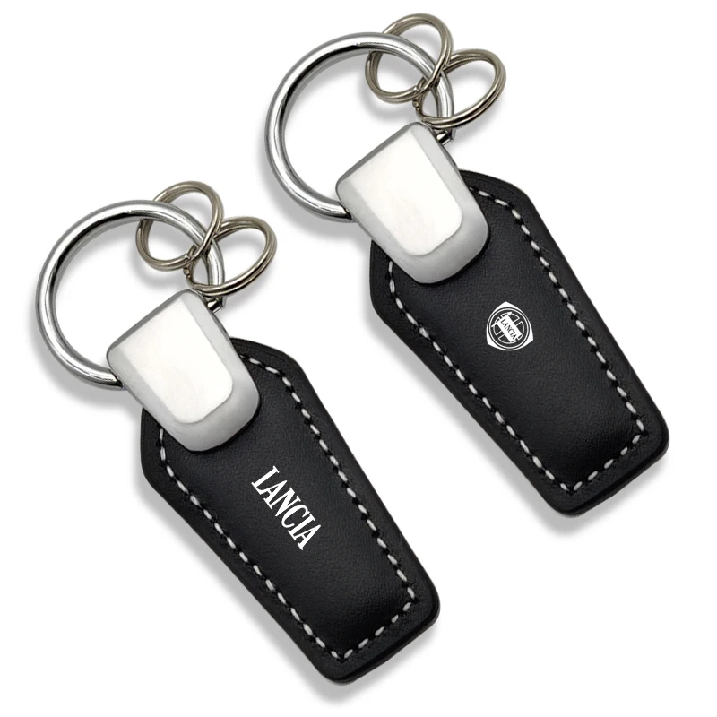 

JKHNN Leather Car KeyChain Key Rings With Car Logo For Lancia Thema Delta III Musa Ypsilon Thesis Musa Voyager Car Acessories