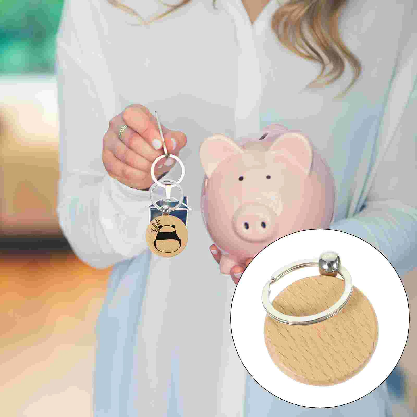 

20 Pcs Key Fob Chain Decor Beech Wood Ring Aesthetic Blank Keychain Keychains Wooden