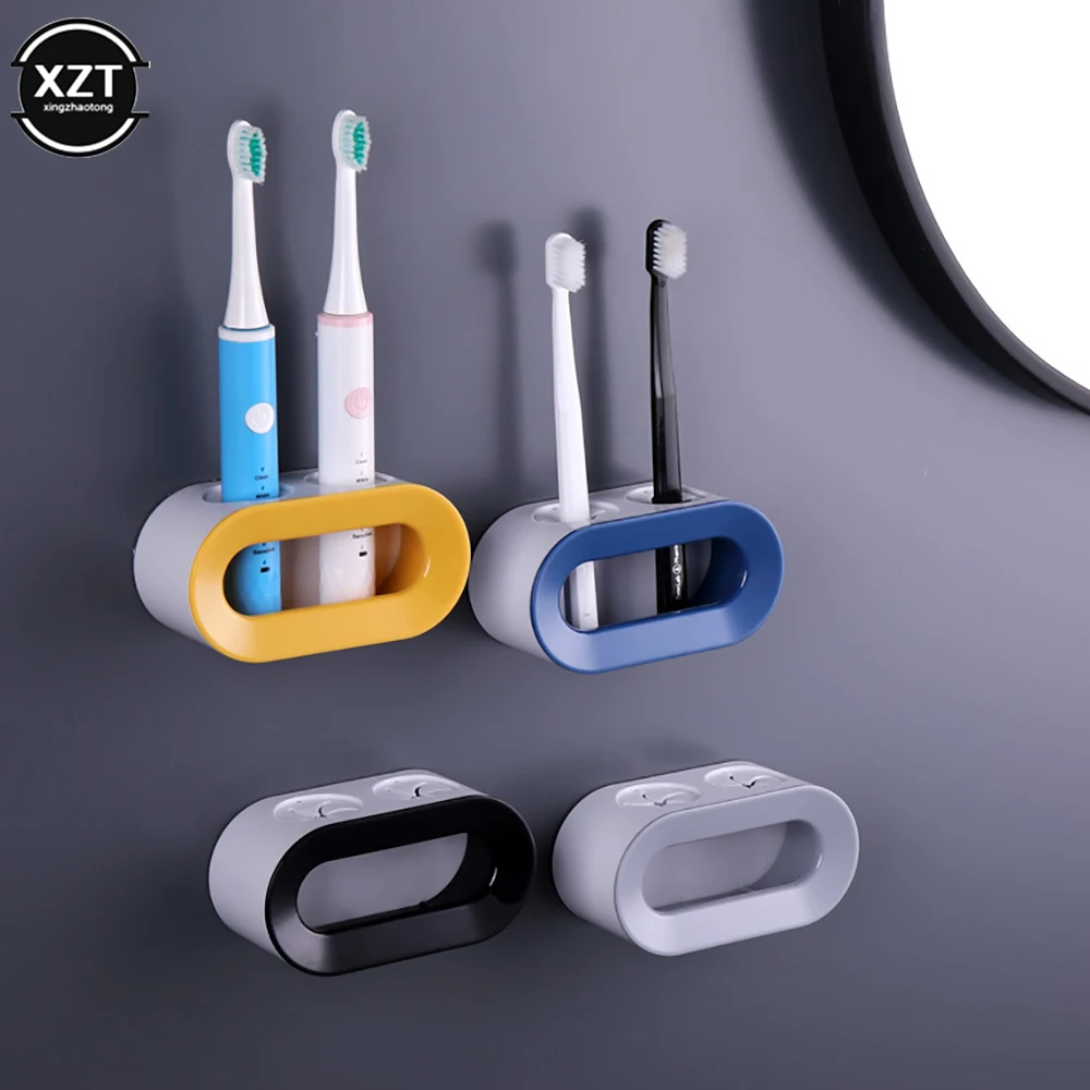 

Electric Toothbrush Holder Double Hole Wall Organizer Toothbrush Holder Punch-free Toothbrush Storage Rack Bathroom Space Save
