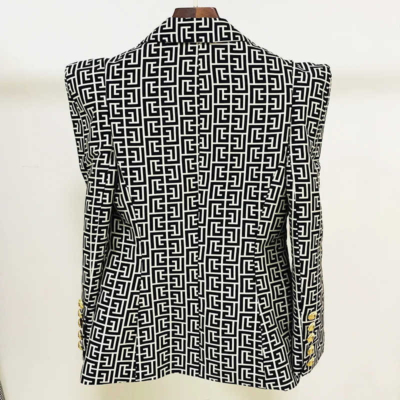 HIGH QUALITY 2023 Designer Jacket Women's Double Breasted Shell Buttons Contrast Top Stitching Slim Fitting Blazer