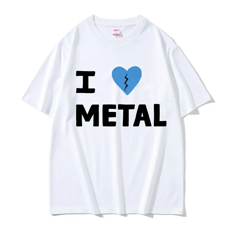 Футболка мужская оверсайз в стиле кэжуал из хлопка с надписью I Love