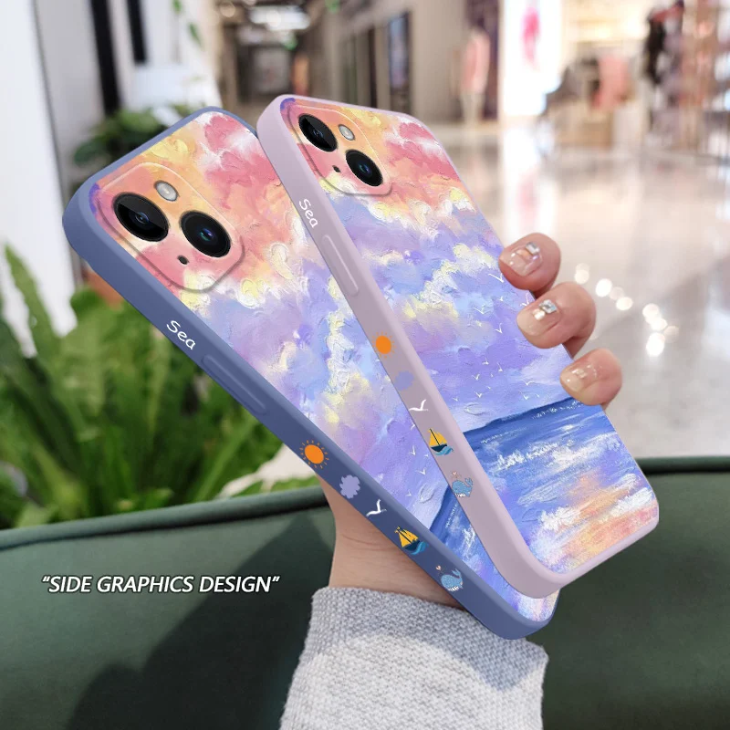 Чехол для телефона с изображением неба iPhone 16 15 14 13 12 11 X XR XS Plus Pro Max Mini силиконовый