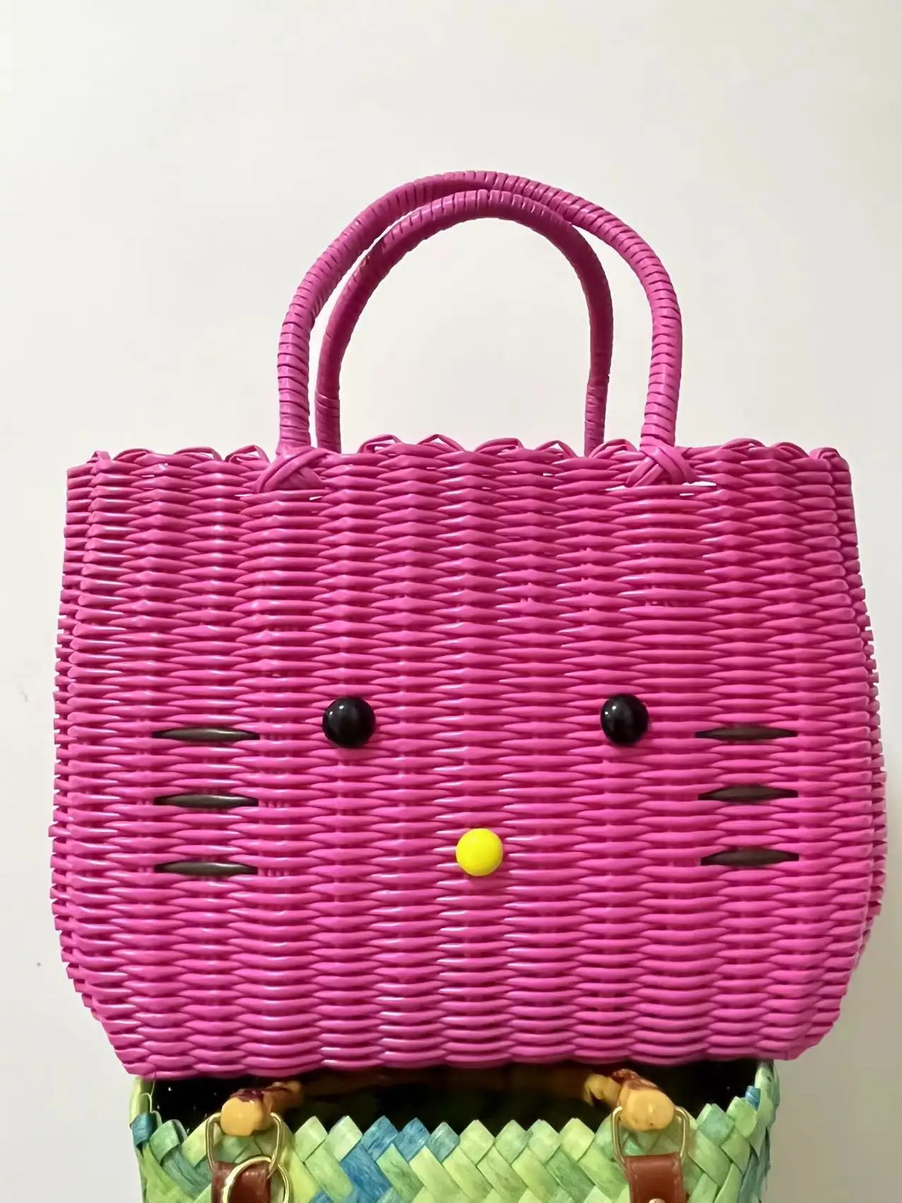 

New Lovely Small Cartoon Plastic Handbag Women Hand Woven Bags Picnic Handbasket Storage Basket leisure Beach Girl's Gift Bags