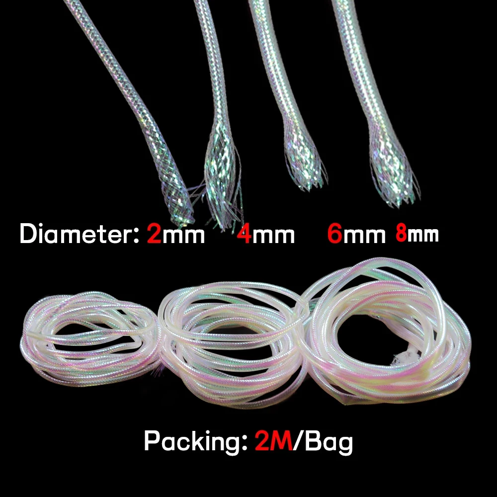 WIFREO 4M 2/4/6mm Pearlescent Braid Mylar Tubing Fly Tying Materials Round Hologr aphic Cord Pearl Mylar For Tube Fish Fly