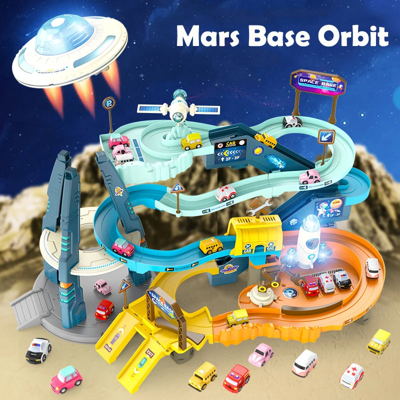 

Racing Rail Car Train Tracks Educational Toys for Children Mechanical Cars for Boys Girls Adventure Game Brain Table Game Toys
