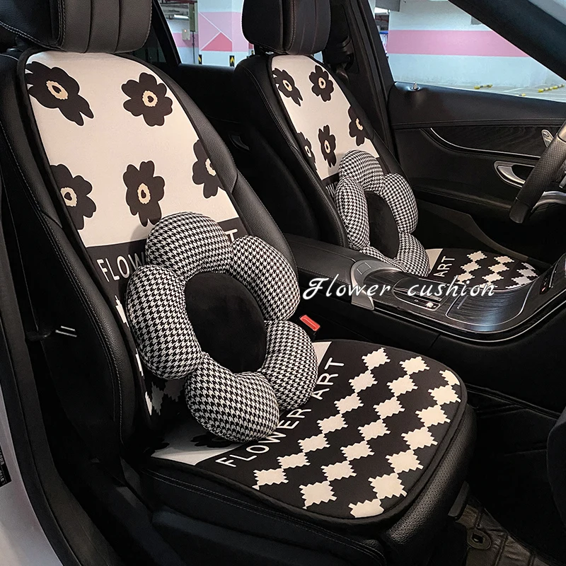 

2022 New Four Seasons Universal Summer Ice Silk Backrest Cushion Car Seat Cushion Cover Cute