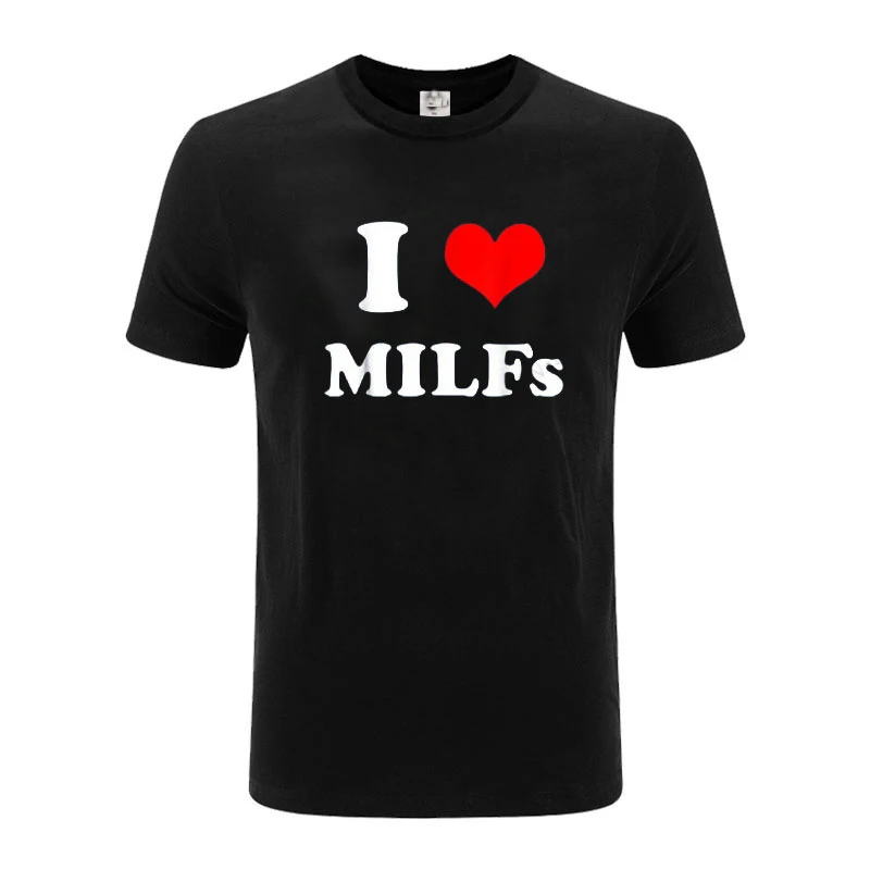 

Футболка I Love MILFs для мужчин и женщин, Модная хлопковая футболка, Детская футболка в стиле хип-хоп, женские топы, футболка на день матери, заба...