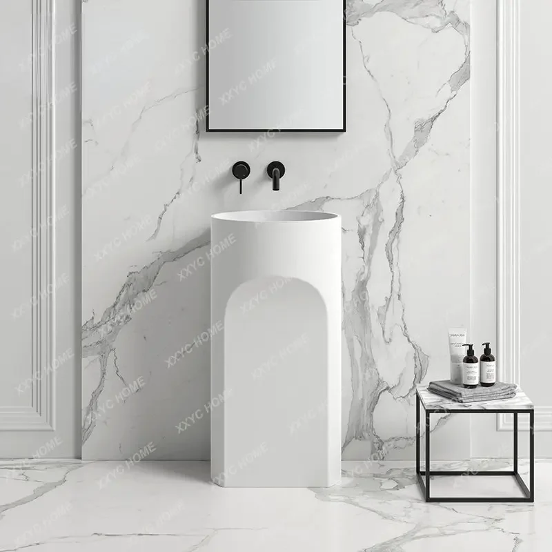 

Artificial Stone Pedestal Basin Homestay Hotel Engineering Integrated Basin Floor-Standing Household Wash Basin