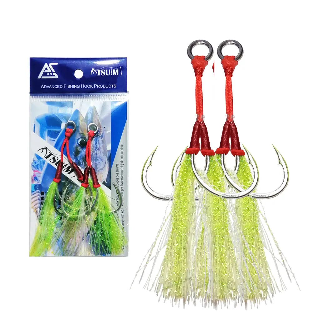 

AS Jig Hooks Soft Steel Stainless Wire Barbed Hooks Sea Fishing Assist Lure Glow Hook Jigging Tackle Carbon Pesca Leurre Hook
