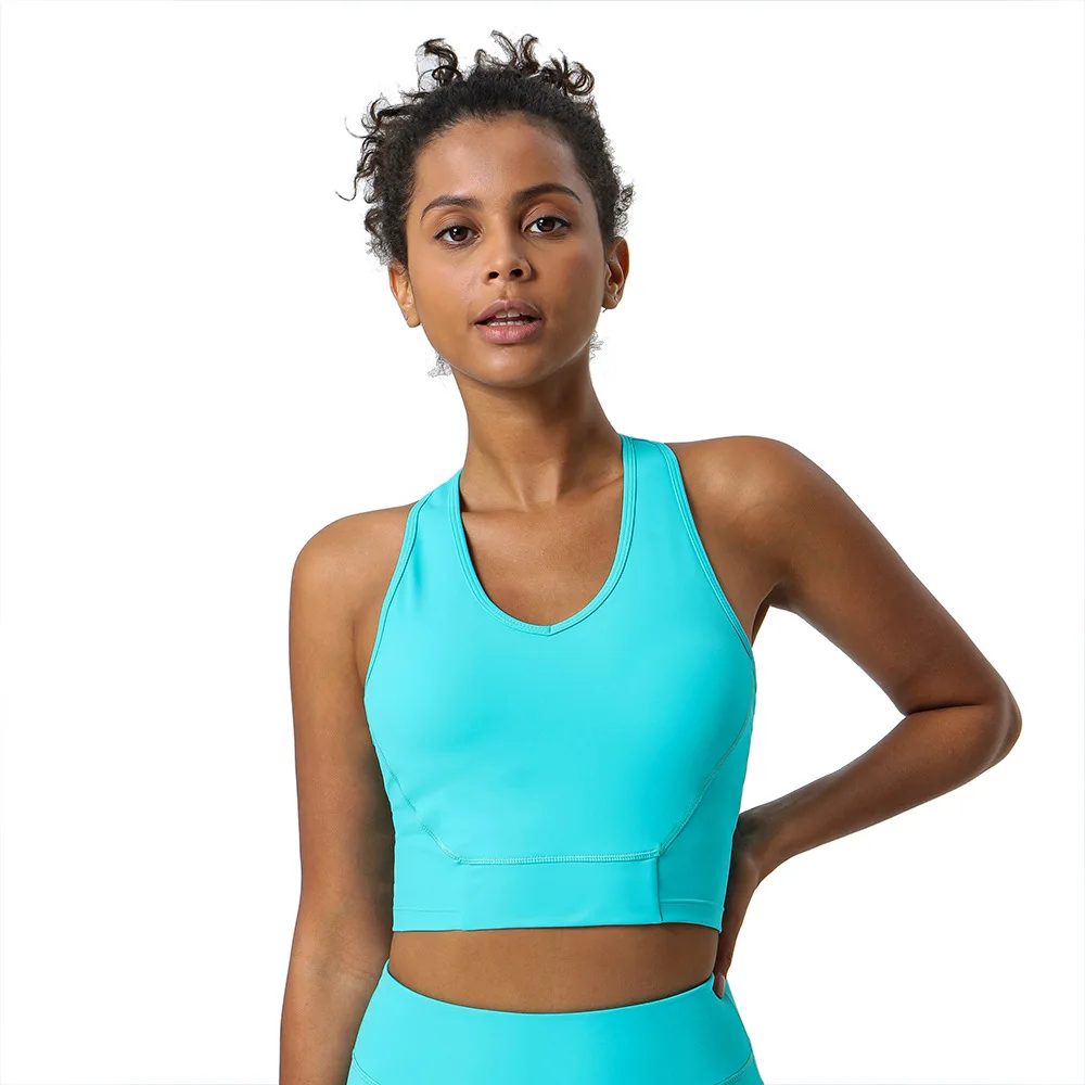 

ABS LOLI Women Black Padded Sports Bra Naked Feeling Racerback Crop Tank Top Push Up Self Bra Yoga Workout Shirts