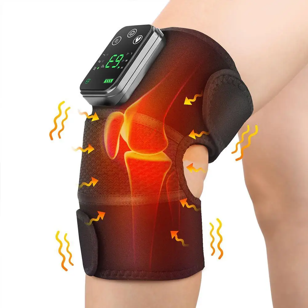 

Электрический массажер для колена с подогревом, Вибрирующая термотерапия для массажа колена, плеч, артрита, снятия боли в суставах, теплый бандаж для колена