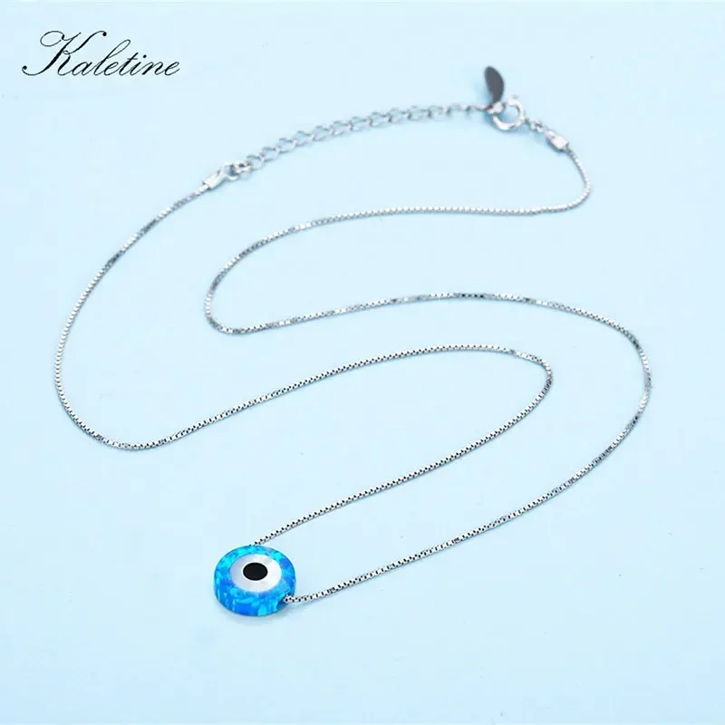 Фото TONGZHE ожерелье из стерлингового серебра 925 пробы с опалом Lucky Hamsa Evil Eye, подвеска с подвеской, женские ювелирные изделия №4
