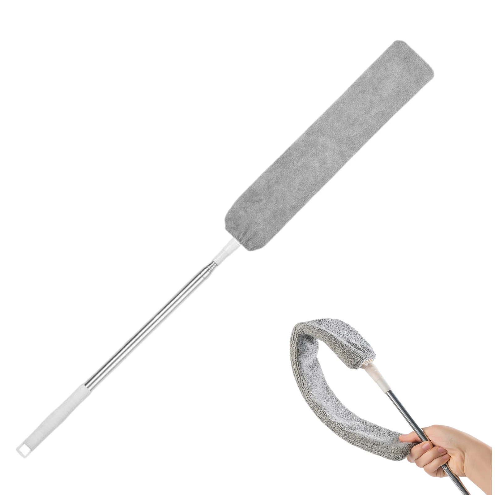

Stainless Pole For Home Furniture Flexible Interchangeable Cloths Bedroom Kitchen Dust Cleaner High Ceiling Long Handle