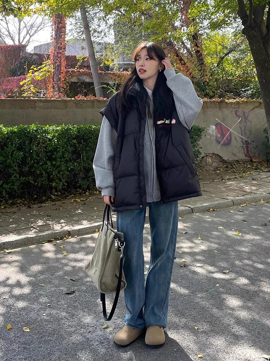 Черный теплый жилет куртка на хлопковой подкладке женская зимняя новая верхняя