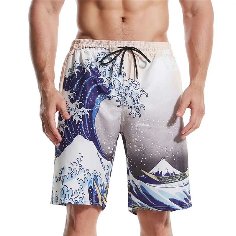 

Men's Quick Drying Beach Shorts Five-Quarter Swim Printed Large Size Casual Shorts 2023 Sand Hawaii Surfing Motion Leisure Tide