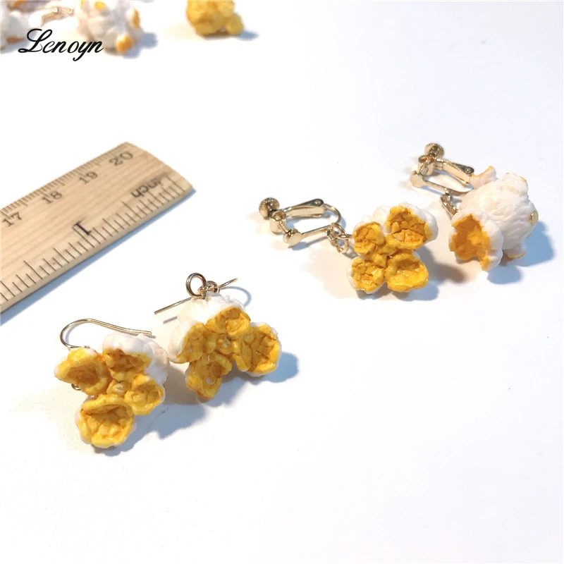 

New Arrival Funny Popcorn Fried Chicken Food Drop Earrings for Women Girl DIY Handmade Creative Unique Dangle Earrings Jewelry