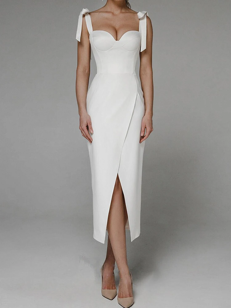 

2022 New Arrival High Quality Fashion Sexy Suspender Lace-up Slim Fit Evening Dress Elegant Halter Split Gown Women Clothing