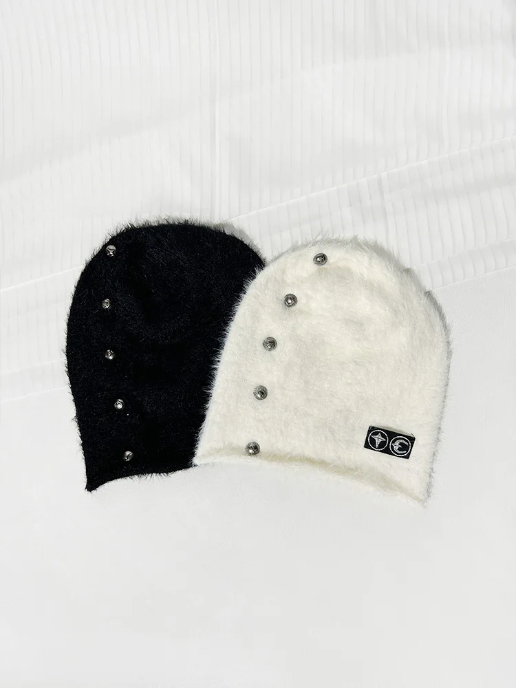 American Star Moon Темный ветер Осенне-зимняя вязаная шапка из мохера Женская шапка-бини