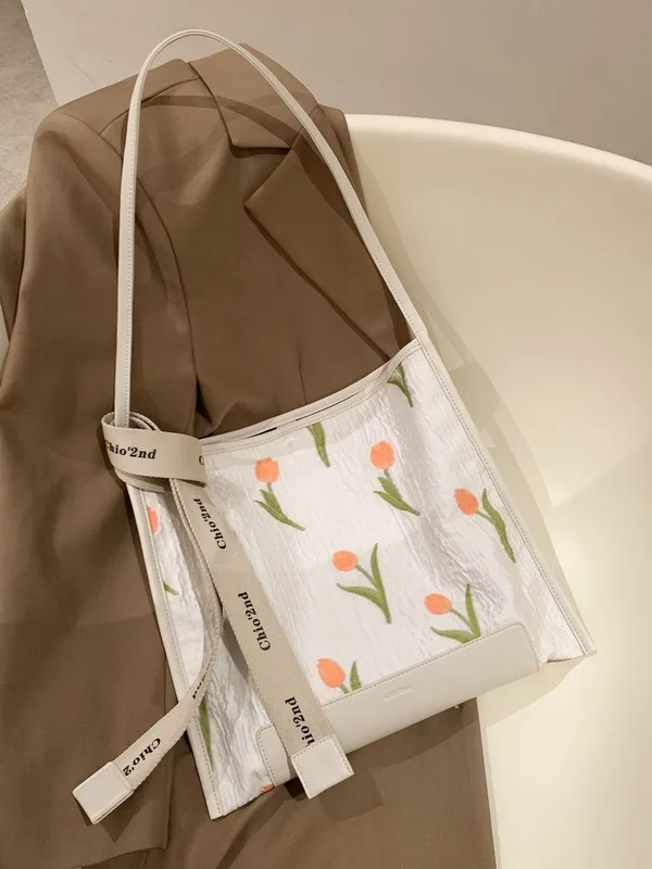 

Cute Fashion Peach Tulip Lady Bag Designer Summer Tote 2022 Summer New Handbag Bag Women's Shoulder Bag Student for Photograph