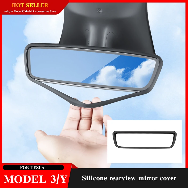 

For Tesla Inner Rearview Mirror Protective Cover Model3/Y Rearview Mirror Silicone Protective Frame 2023 Accessories